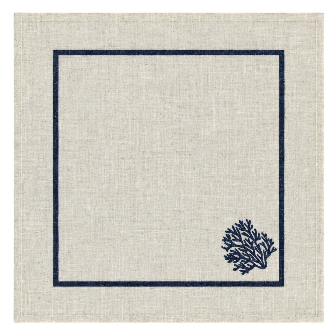 Charlo’s Set of 4 Cloth Napkin Coastal Coral Border 18" x 18"