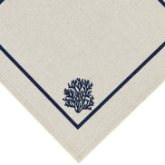 Charlo’s Set of 4 Cloth Napkin Coastal Coral Border 18