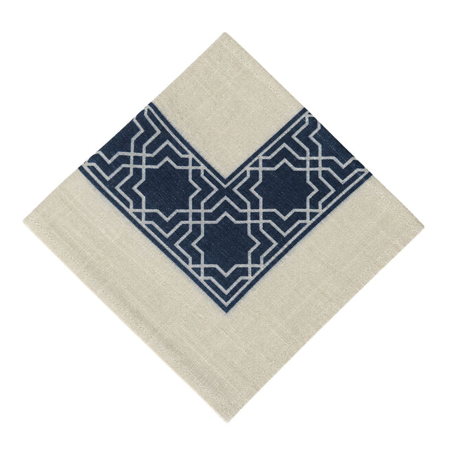 Charlo’s Set of 4 Cloth Blend Napkins Geometric Navy 18" x 18"