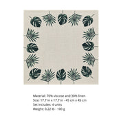 Charlo’s Set of 4 Cloth Napkin Botanical Monstera Leaf 18