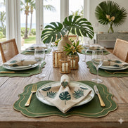 Charlo’s Set of 4 Cloth Napkin Botanical Monstera Leaf 18