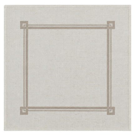 Charlo’s Set of 4 Cloth Napkin Minimalist Taupe Border Linen 18" x 18"