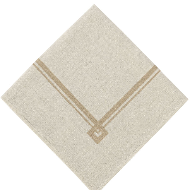 Charlo’s Set of 4 Cloth Napkin Minimalist Taupe Border Linen 18" x 18"