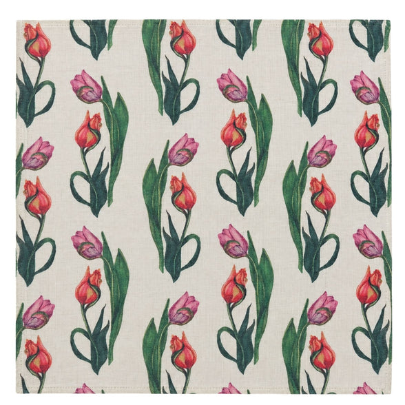 Charlo’s Set of 4 Cloth Napkin Spring Tulip 18" x 18"