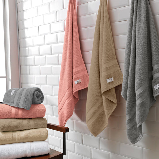 5-Piece Cotton Towel Set White – Bath, Hand & Bath Mat Paris Collection Soft Absorbent