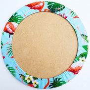 Conjunto de 4 capas de lugar-americano redondas com flamingos verdes e folhas de Monstera 14 polegadas de diâmetro