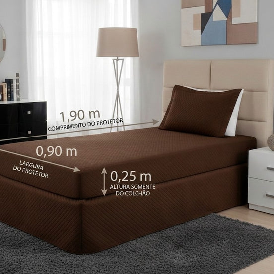 Maison Charlo Waterproof Quilted Single Mattress Protector – Brown – 1 Piece