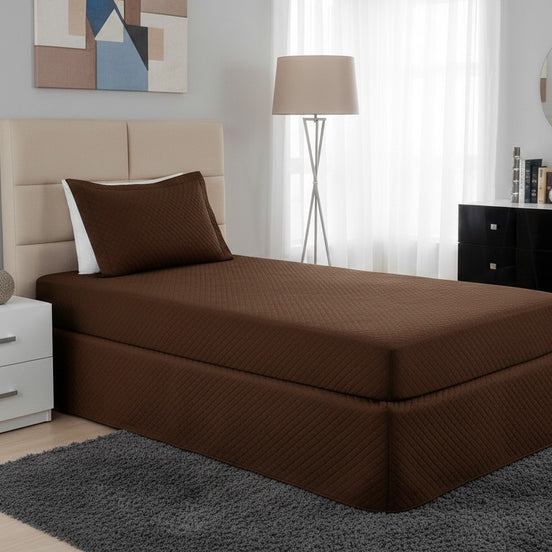 Maison Charlo Waterproof Quilted Single Mattress Protector – Brown – 1 Piece
