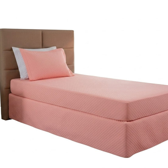 Maison Charlo Waterproof Quilted Single Mattress Protector – Rose Pink – 1 Piece