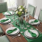 7-Piece Table Setting Set for 2 Crystal Green – Table Runner, Placemats, Napkins & Napkin Rings