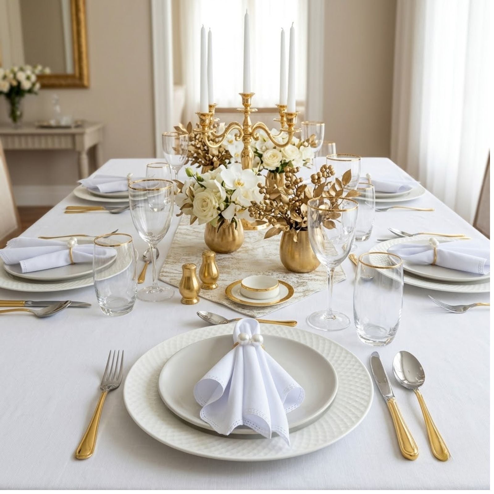 Set of 100 Pearl Napkin Rings – Double Pearl Design 1.6 x 1.2 in Bulk Elegant Table Decor for Events