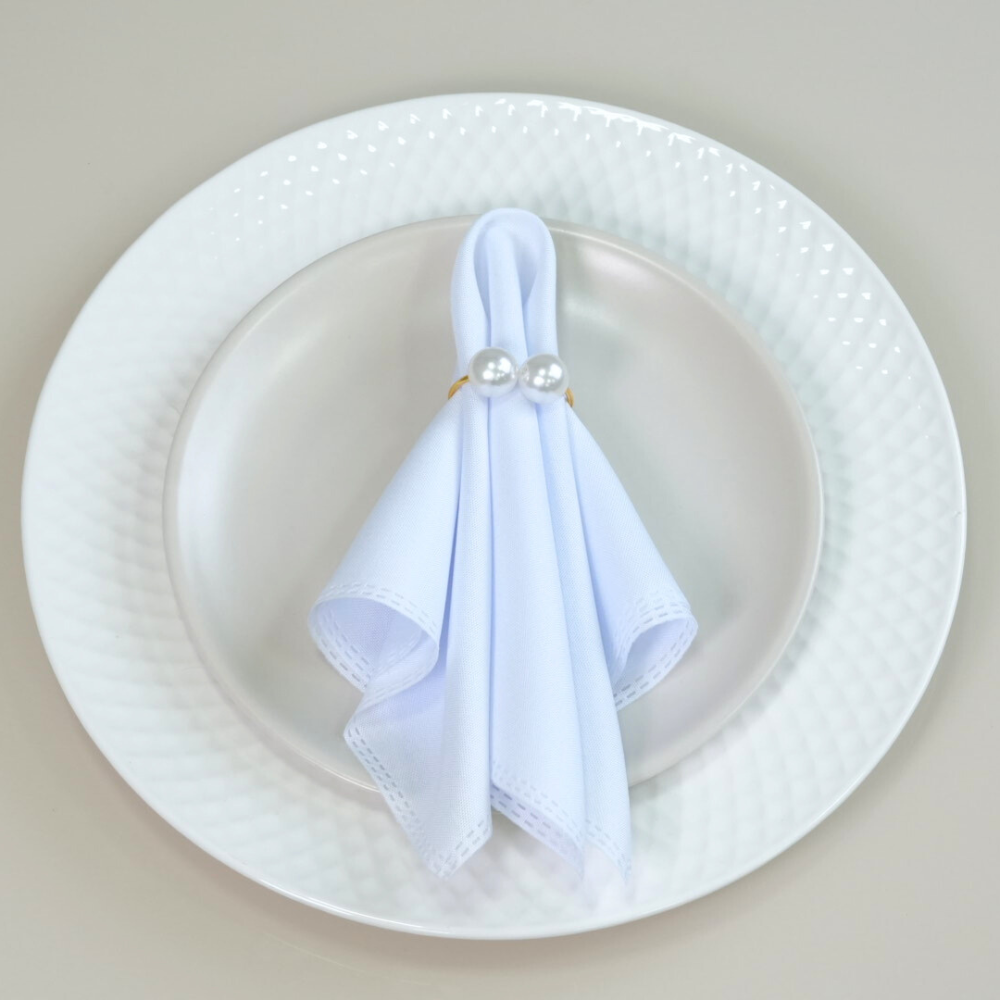 Set of 100 Pearl Napkin Rings – Double Pearl Design 1.6 x 1.2 in Bulk Elegant Table Decor for Events