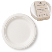 Sugarcane Bagasse Plates 9 in — Eco Hosting Tableware, Pack of 20