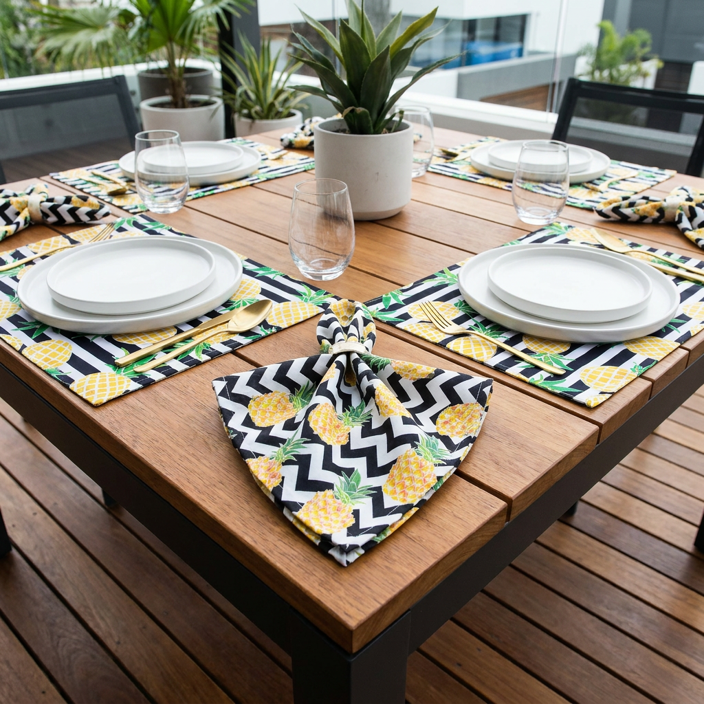 Charlo's Cloth Napkins Set of 4 Pineapple Stained Glass 16