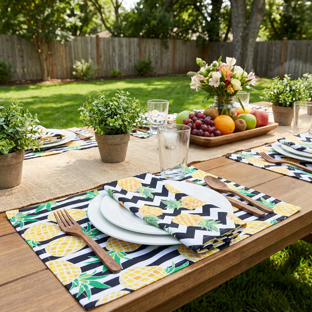 Charlo's Cloth Napkins Set of 4 Pineapple Stained Glass 16