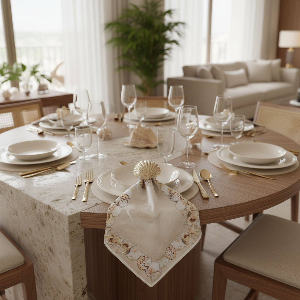Charlo's Cloth Napkins Set of 4 Ring Seas 16