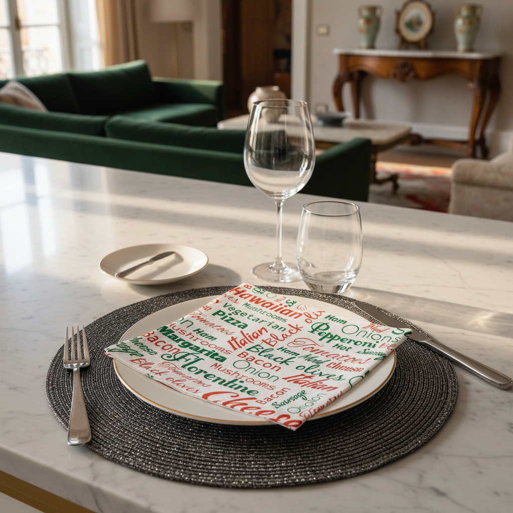 Charlo's Cloth Napkins Set of 4 Mamma Mia 16" by 16" - Green