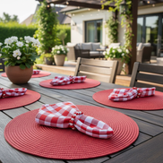 Charlo's Synthetic Cloth Napkins Set of 4 Plaid Red 16