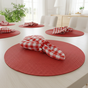 Charlo's Synthetic Cloth Napkins Set of 4 Plaid Red 16