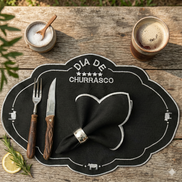 24-Piece BBQ Placemat & Napkin Set for 12 – Embroidered Grill Table Decor 19.7 x 13.8 in
