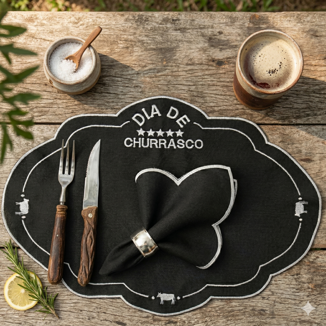 24-Piece BBQ Placemat & Napkin Set for 12 – Embroidered Grill Table Decor 19.7 x 13.8 in