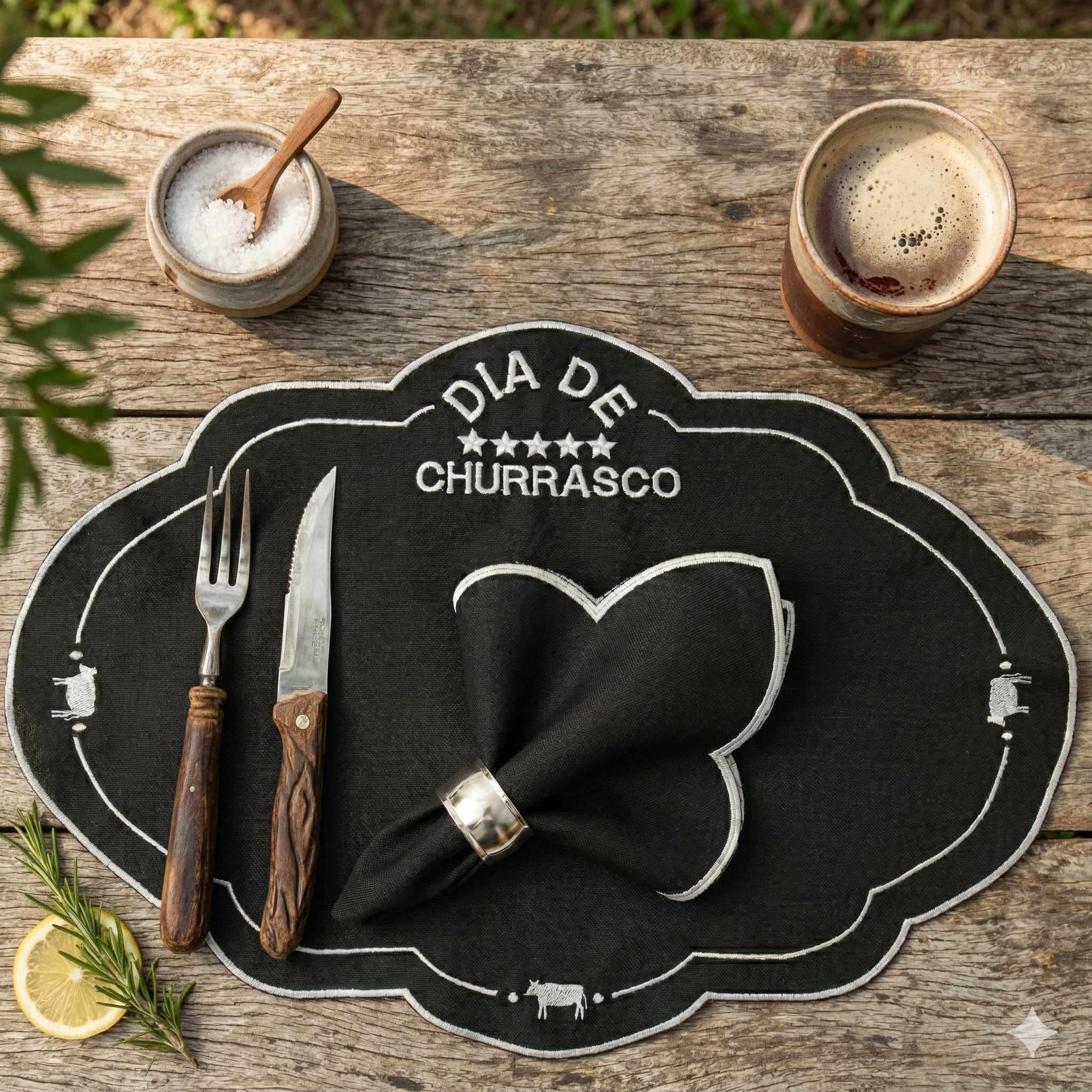 24-Piece BBQ Placemat & Napkin Set for 12 – Embroidered Grill Table Decor 19.7 x 13.8 in