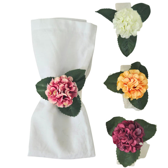 Colorful Garden Mini Hydrangea Napkin Rings – Set of 4 | Maison Charlô