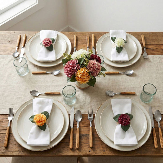Colorful Garden Mini Hydrangea Napkin Rings – Set of 4 | Maison Charlô