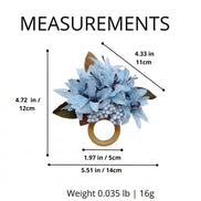 Maison Charlo Set of 4 Ice Blue Lilies Flower Celebration Napkin Rings