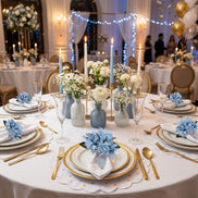 Maison Charlo Set of 4 Ice Blue Lilies Flower Celebration Napkin Rings
