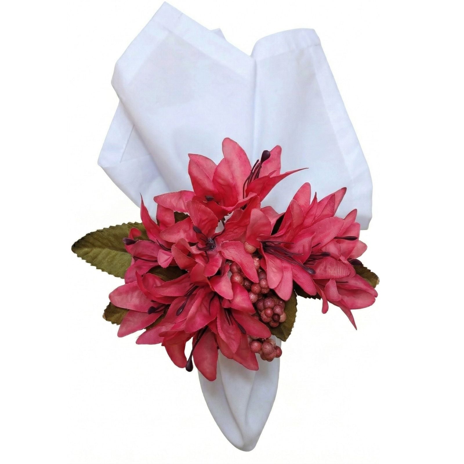 Maison Charlo Conjunto de 4 Anéis de Guardanapo de Flores Lírios Rosa Celebração