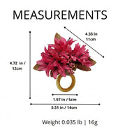 Maison Charlo Conjunto de 4 Anéis de Guardanapo de Flores Lírios Rosa Celebração