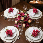 Maison Charlo Conjunto de 4 Anéis de Guardanapo de Flores Lírios Rosa Celebração
