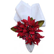 Maison Charlo Set of 4 Red Lilies Flower Celebration Napkin Rings