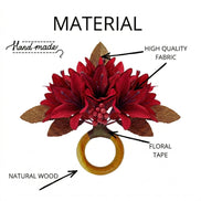 Maison Charlo Set of 4 Red Lilies Flower Celebration Napkin Rings