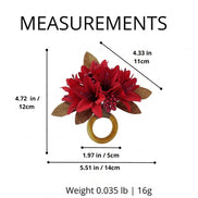 Maison Charlo Set of 4 Red Lilies Flower Celebration Napkin Rings