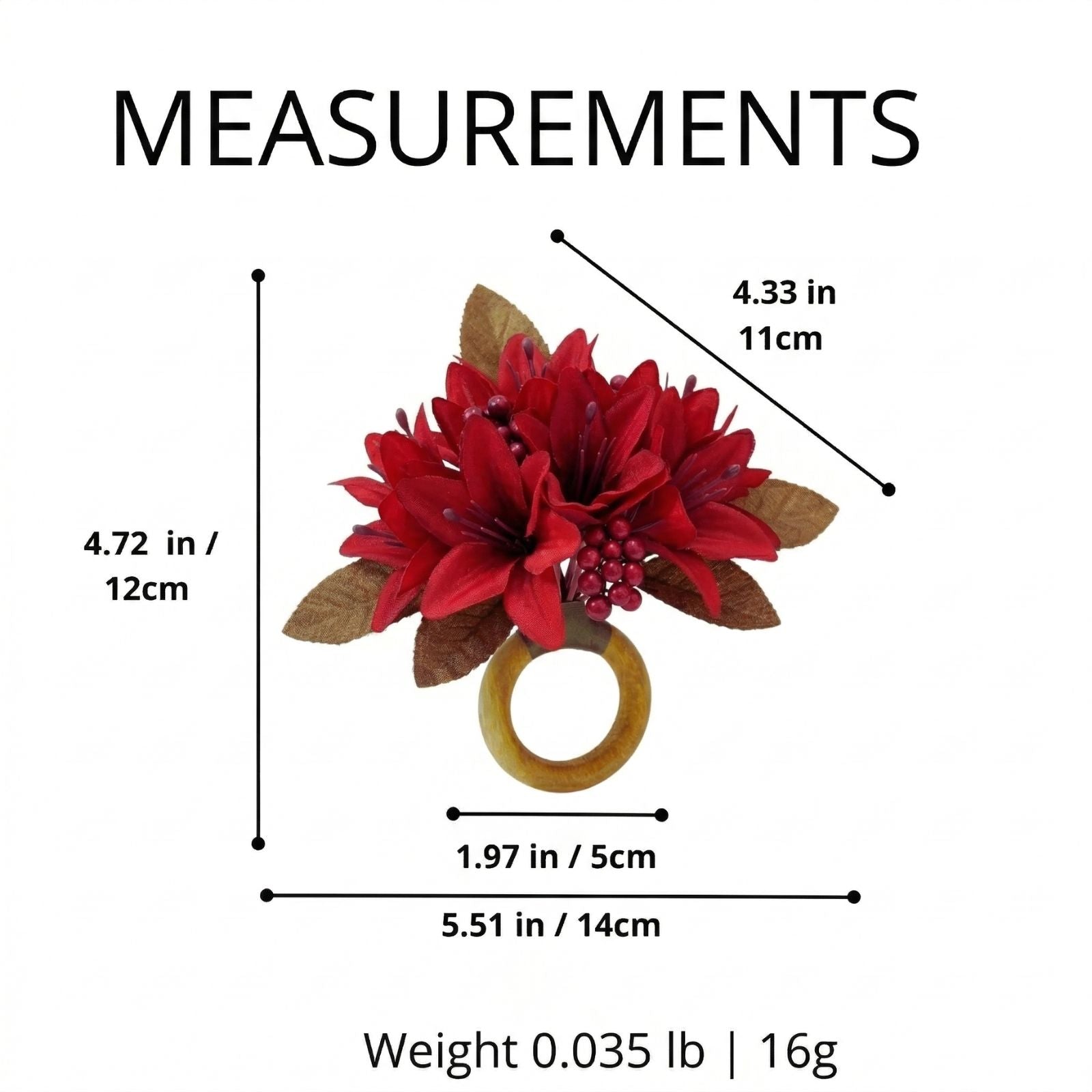 Maison Charlo Set of 4 Red Lilies Flower Celebration Napkin Rings