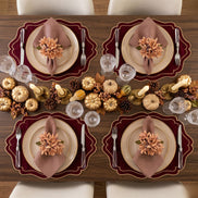 Maison Charlo Set of 4 Salmon Vintage Lilies Flower Celebration Napkin Rings