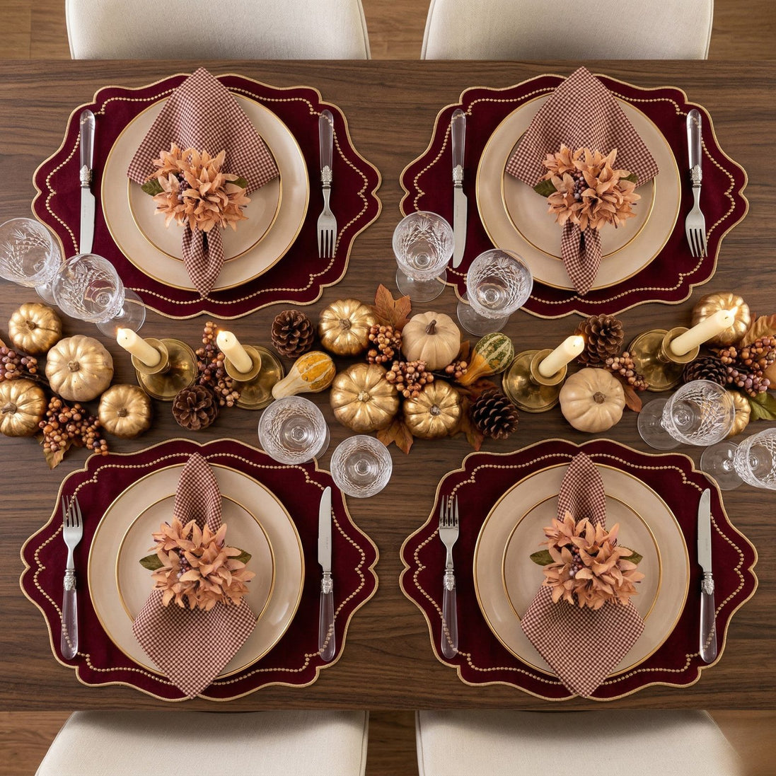 Maison Charlo Set of 4 Salmon Vintage Lilies Flower Celebration Napkin Rings