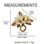 Maison Charlo Set of 4 Off White Lilies Flower Celebration Napkin Rings