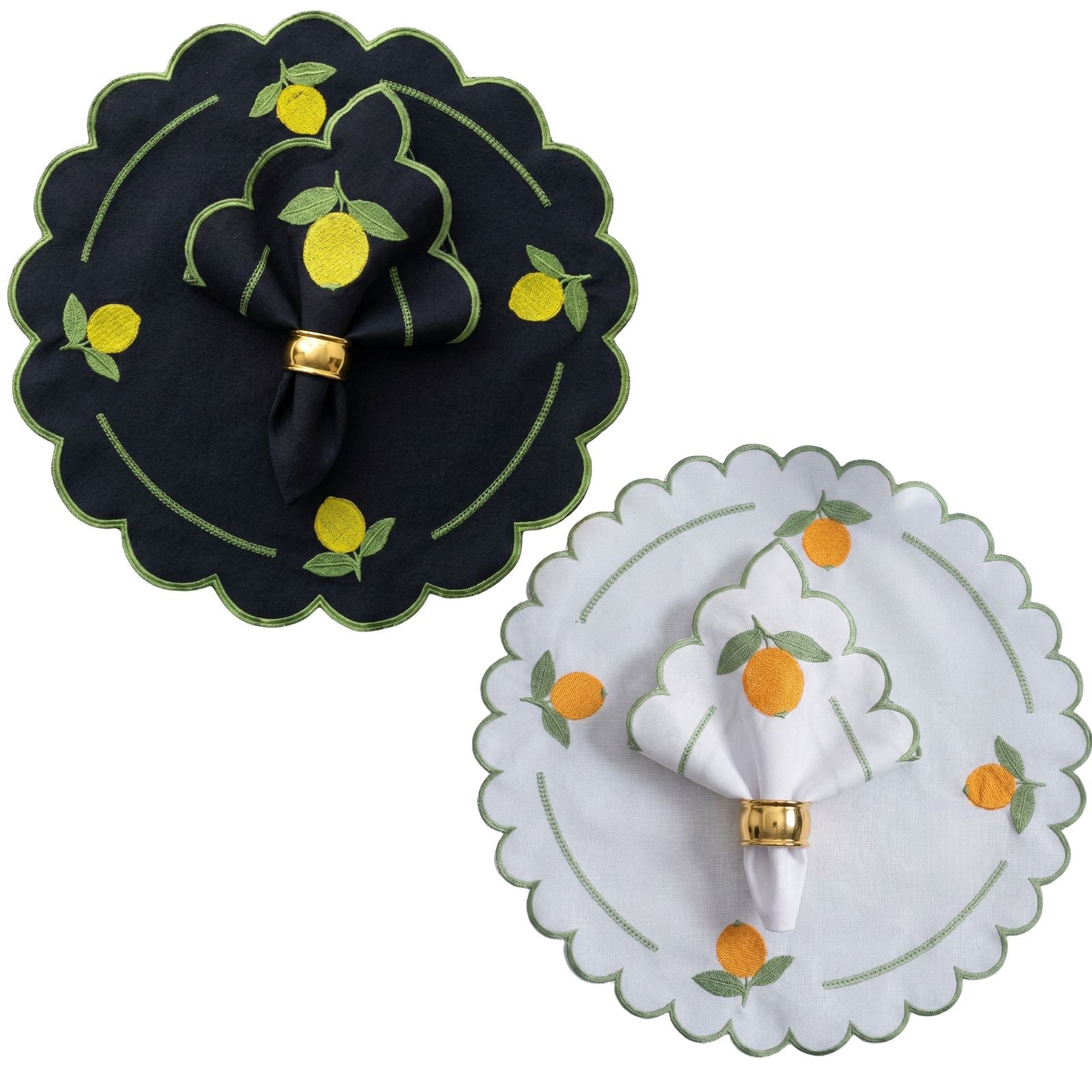 24-Piece Lemon Placemat & Napkin Set for 12 – Embroidered Sicilian Lemon Table Decor 19.7 x 13.8 in