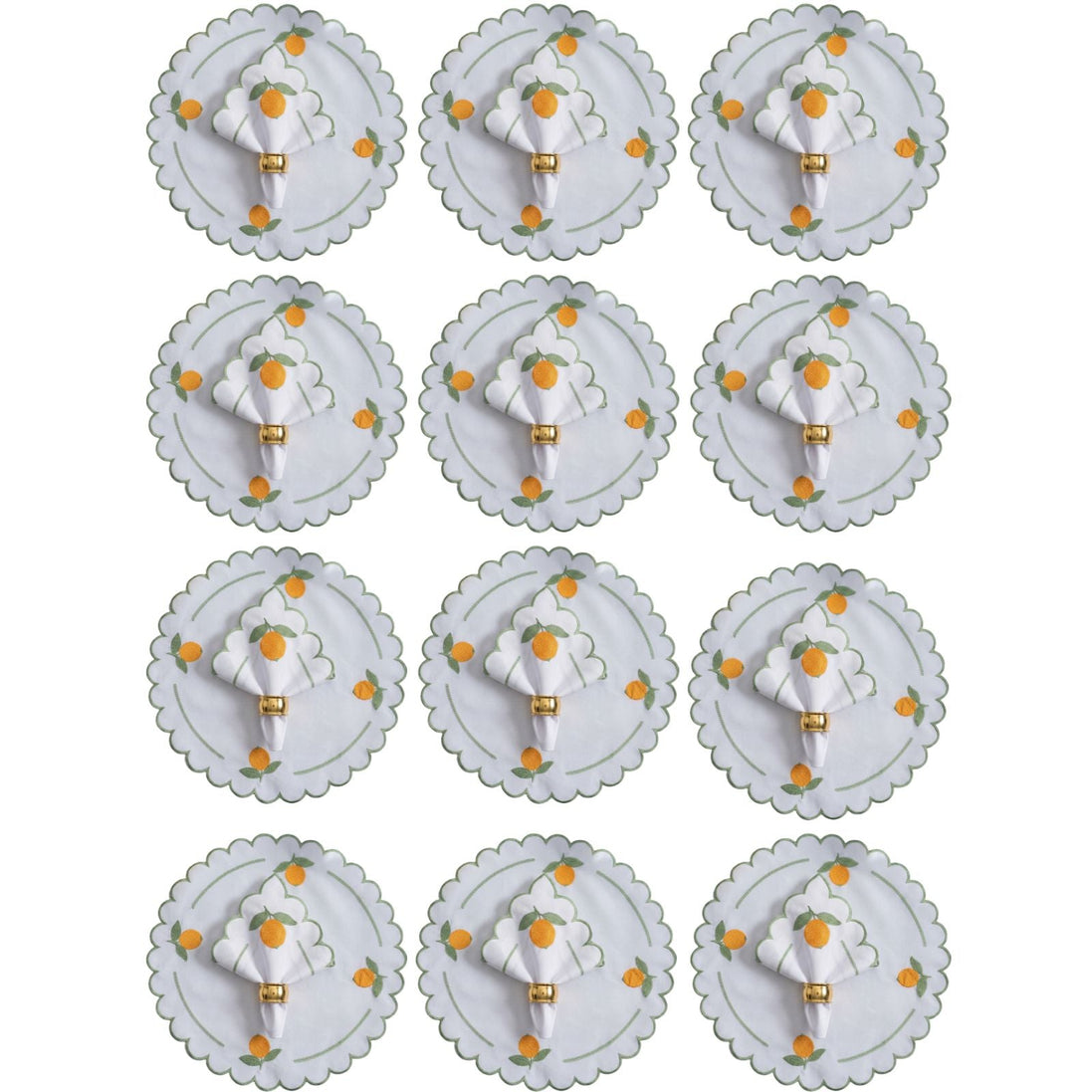 24-Piece Lemon Placemat & Napkin Set for 12 – Embroidered Sicilian Lemon Table Decor 19.7 x 13.8 in