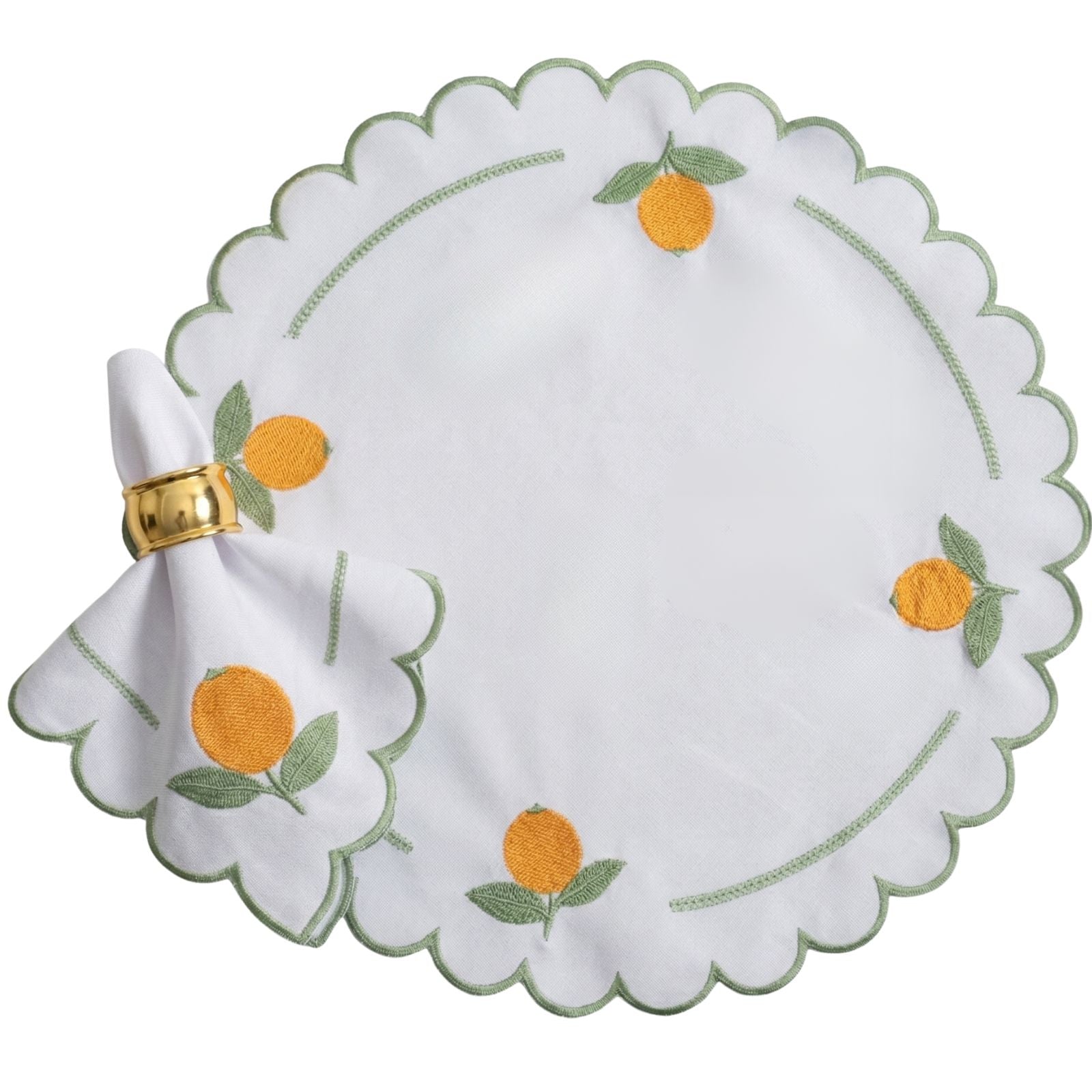 24-Piece Lemon Placemat & Napkin Set for 12 – Embroidered Sicilian Lemon Table Decor 19.7 x 13.8 in