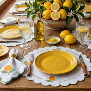 24-Piece Lemon Placemat & Napkin Set for 12 – Embroidered Sicilian Lemon Table Decor 19.7 x 13.8 in