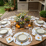 24-Piece Lemon Placemat & Napkin Set for 12 – Embroidered Sicilian Lemon Table Decor 19.7 x 13.8 in