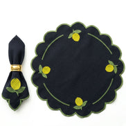 24-Piece Lemon Placemat & Napkin Set for 12 – Embroidered Sicilian Lemon Table Decor 19.7 x 13.8 in