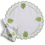 24-Piece Monstera Leaf Placemat & Napkin Set for 12 – Embroidered Tropical Table Decor 19.7 x 13.8 in