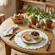 24-Piece Monstera Leaf Placemat & Napkin Set for 12 – Embroidered Tropical Table Decor 19.7 x 13.8 in