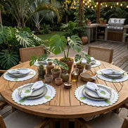 24-Piece Monstera Leaf Placemat & Napkin Set for 12 – Embroidered Tropical Table Decor 19.7 x 13.8 in