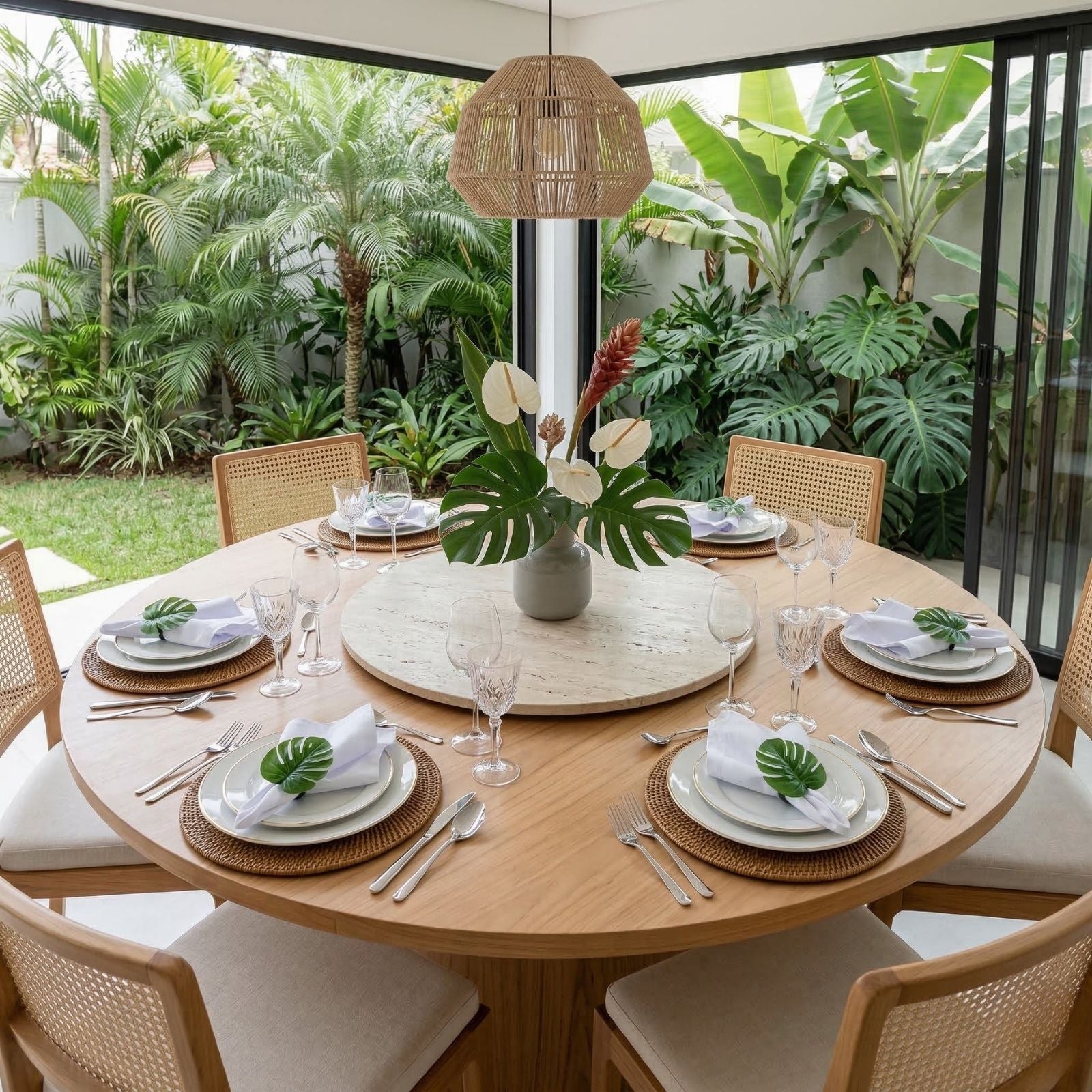 Charlo's Set 4 Green Monstera Leaf Tropical Napkin Rings Ecofriendly Pack for dining table decor